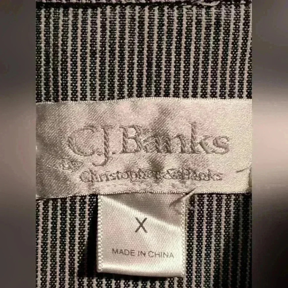 CJ Banks Blue White Pinstripe Denim Vest | Button Up | Size X (14) | Sleeveless - Picture 2 of 5